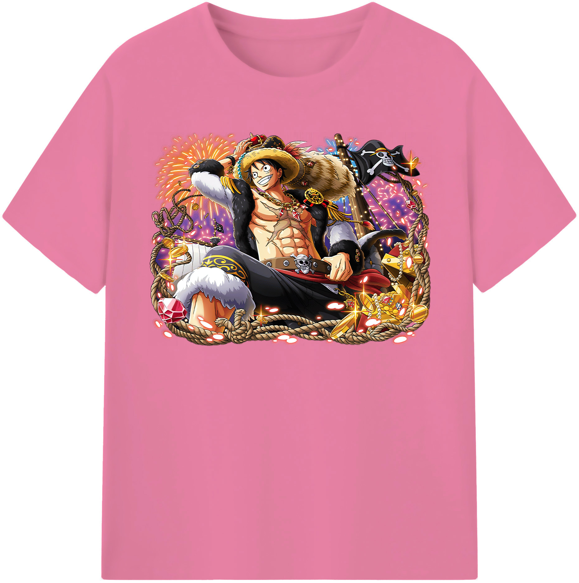 ワンピース モンキー・D・ルフィ ONE PIECE Monkey D. Luffy 綿100％半袖Tシャツ（フロントプリント）